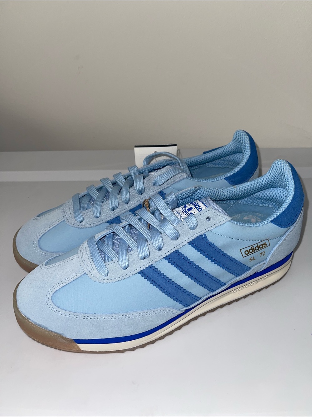 adidas Pale Blue Classic Trainer with Navy Accents